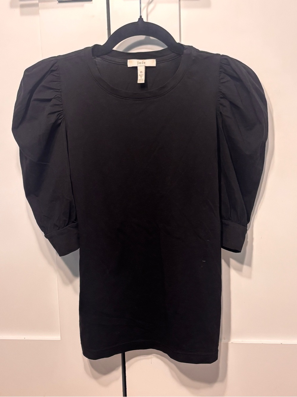 Joie Artemesia Black Puff Sleeve Cotton Top XS